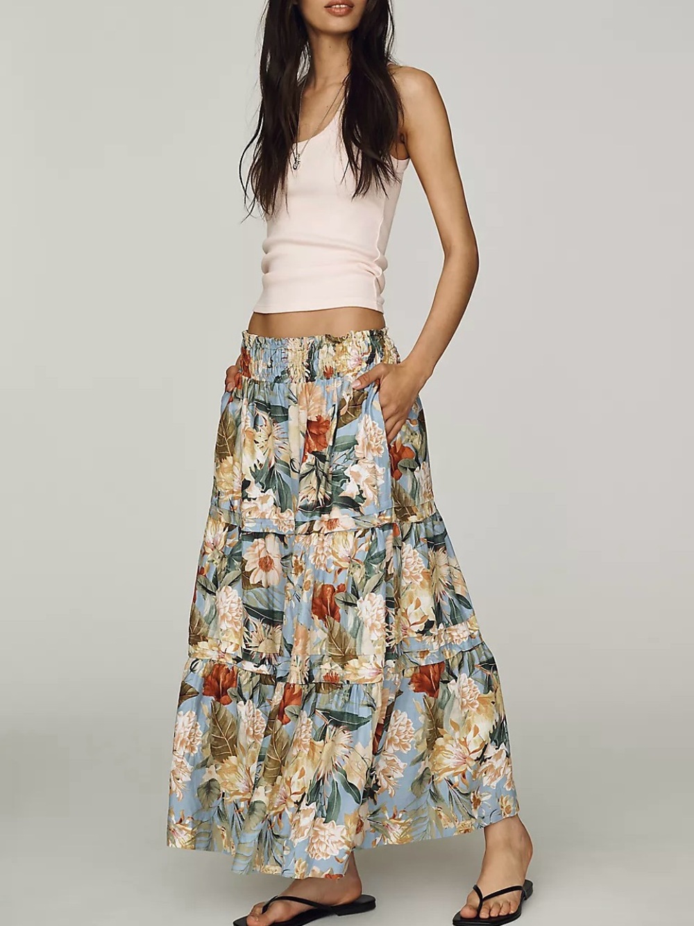 NWT Size 1X - By Anthropologie Somerset Linen Stretch Maxi Skirt (US$ 168)